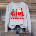 thumbnail image 2 of VBARHMQRT Chandail à Capuchon Vert Femmes Dames Noël Mode Père Noël Imprimé Lettre Manches Longues Col Rond Chandail à Capuchon, 2 of 5