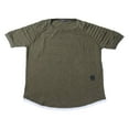 thumbnail image 2 of Men Solid Slub Cotton Pleated Short Sleeve Slim Fit T Shirt, 2 of 5