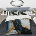 thumbnail image 2 of Designart "Marble Ink Art in Gold and Blue I" Abstract Liquid ink Bedding Covert Set - Abstract Gold Modern Bed Set With 2 Shams, 2 of 6