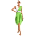 thumbnail image 2 of TiaoBug Womens Metallic Sleeveless Praise Dance Dress V Neck Asymmetrical Hem Worship Dance Costume Light Green XXL, 2 of 6