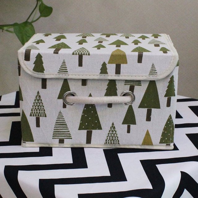 Boîte de Rangement en Coton et Lin Imprimée Grande Petite Boîte de Rangement en Coton Boîte de Finition avec Couvercle Poignée en Corde de Coton