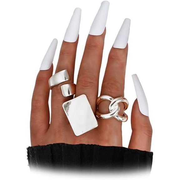 Chunky Gold Rings for Women,Punk Exaggerated Stackable Rings Set,Geometrical Trendy Ring Pack Jewelry Accessories