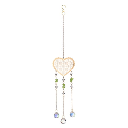 Hzrsly White Crystal Wind Chime Natural Garden Decor Heart Shaped Pendant Outdoor Ornament for Patio and Indoor Decoration with Healing Properties and Light Reflection