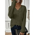 thumbnail image 5 of PRETTYGARDEN Fall Fashion Long Sleeve Shirts for Women Ribbed Knit V Neck Dressy Casual Lightweight Sweaters Tunic Tops, 5 of 9
