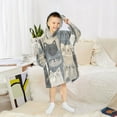 thumbnail image 6 of FORMRS Wearable Blanket Hoodie with Sleeves for Kids Cozy Flannel Sweatshirt, Blue Cute Cats, 6 of 7