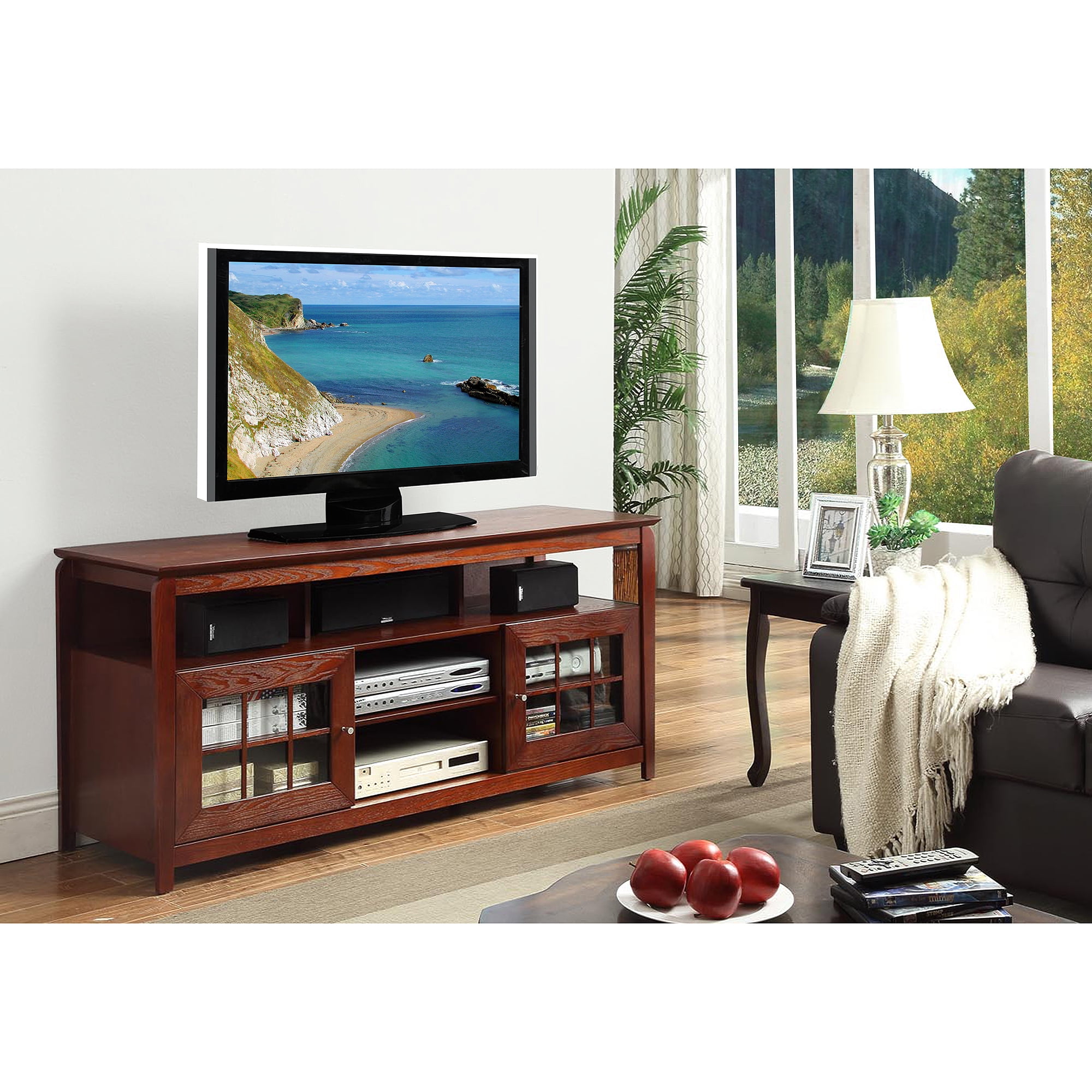 Techcraft 60" Walnut Wood TV Stand for TVs up to 65"