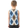 thumbnail image 3 of Brown and Blue Argyle Pattern Plaids Vest Undershirt Tank Top Sleeveless Quick Dry M, 3 of 7