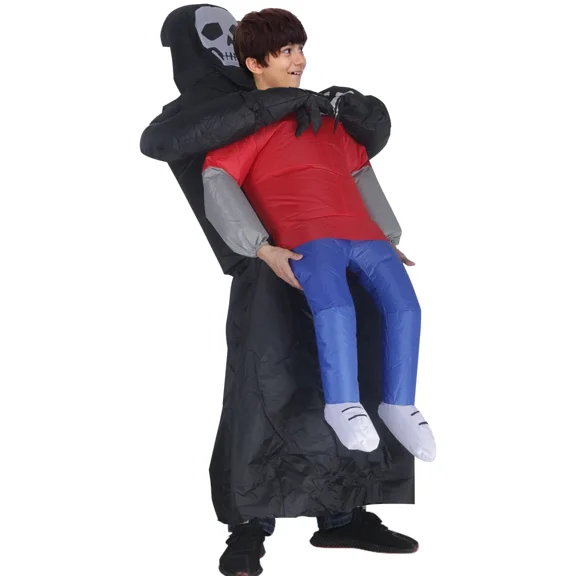 Inflatable Grim Reaper Costume For Adults, Funny Halloween Party Suit (Fits 4'11"–6'2"),Height 59"–74.8"