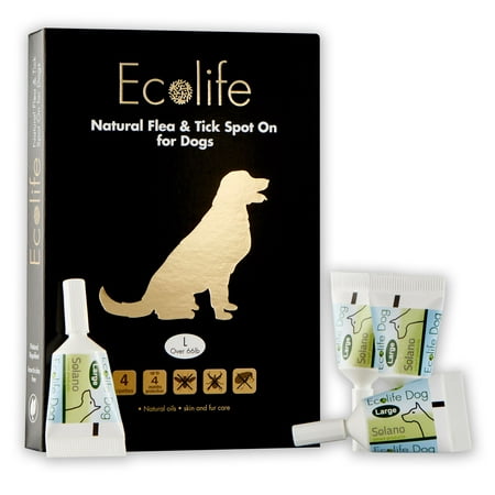 ECOLIFE All Natural Flea And Tick Spot-On Treatment For Dogs and Puppies, Prevent and Repels Against All Insects, Waterproof, 4 Month (Best Flea And Tick Protection For Puppies)