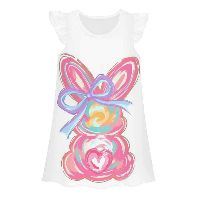 LUOGENLI Robe Enfants Filles Imprimé de Pâques Robe Princesse Robe Décontractée Mignonne Robes Maxi pour Filles Ajustée 3-4 Ans