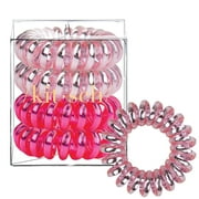 Kitsch Spiral Hair Ties for Women - Phone Cord & Coiled Hair Ties, 4pcs (Metallic Pink Crush)