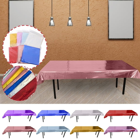 OEFNTAC Rose Gold Plastic Tablecloth 39x106in, Disposable PET Banquet Roll for Wedding Birthday Baby Shower Catering, Waterproof Wipe-Clean Party Table Cover Halloween Party