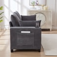 thumbnail image 2 of 78" Corduroy Sofa,3 Seater Sofa with Extra Deep Seats,Modern Upholstered Couch with USB,Cup Holders & Side Pocket,2 Pillows for Living Room,Gray, 2 of 8