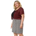thumbnail image 4 of Women's Plus Size Shrug Cardigan Lace Allover Open Front Short Sleeve Crop Bolero Jacket Burgundy 2X, 4 of 7