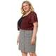 thumbnail image 4 of Women's Plus Size Shrug Cardigan Lace Allover Open Front Short Sleeve Crop Bolero Jacket Burgundy 1X, 4 of 7