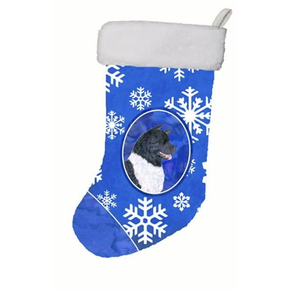 11 W x 8 H in. Akita Winter Snowflakes Christmas Stocking