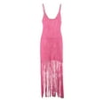 thumbnail image 5 of UPPADA Women's Tassel Bikini Casual Cover Up Fringe Sheer Beach Cover Up Dress Backless Sleeveless Spaghetti Strap Vacation Dress Hot Pink,S, 5 of 6