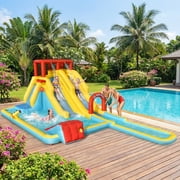 Redsmile 7-in-1 Inflatable Dual Slide Water Park Bounce House Without Blower - Multicolor - Kids Birthday Party