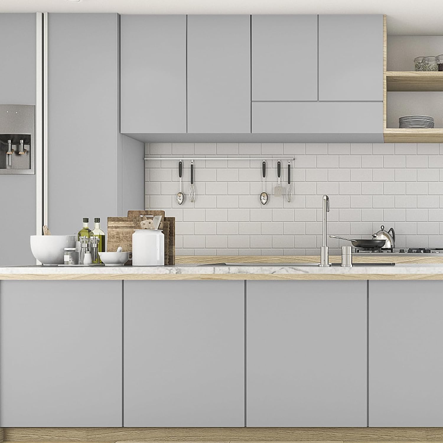 Grey Peel and Stick Wallpaper Solid Grey Contact Paper A Set of 15.7"x236" Matte Self Adhesive Waterproof Vinyl Roll for Wall Coverings,Cabinets,Countertops,Bedroom,Kitchen