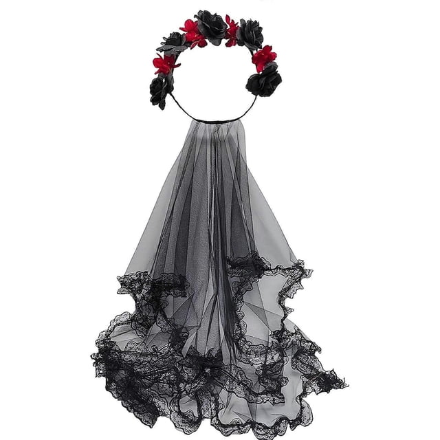Long Tulle&Flower Shape Headband for Women Halloween Party Hair Hoop Hairband Woman Taking Photo Hair Accessories