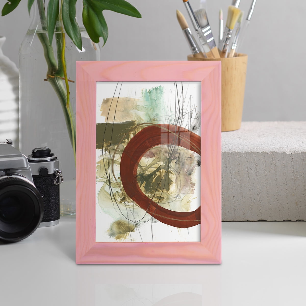 Rusted Loops II - Framed Print w/glass - Sunset Pink