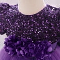 thumbnail image 3 of ameIAEA Robe à Sequins pour Filles Manches Courtes Col Rond Nœud Étincelant Mariage Anniversaire Fête, 3 of 6