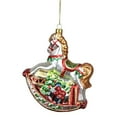 thumbnail image 2 of 5" White and Red Rocking Horse with Gifts Glass Christmas Ornament, 2 of 2