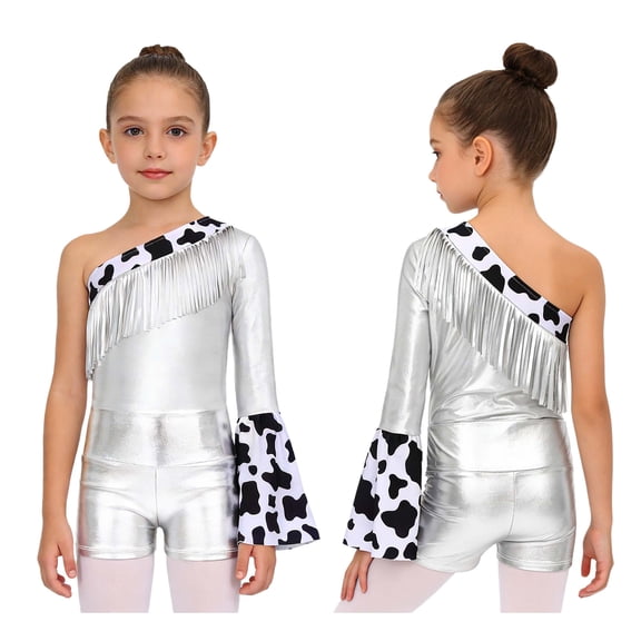 Miutii Girls Western Retro Disco Dance Suits Cowgirl Classic Sets for Events Dress-up Days Silver 6