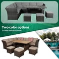 thumbnail image 2 of VIVIJASON 7 Pieces Patio Furniture Set Outdoor Sectional Sofa Conversation Set All Weather Wicker Rattan Couch Dining Table & Chair with Ottoman, Gray, 2 of 7