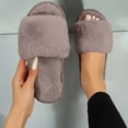 thumbnail image 2 of Women Slippers Non-Slip Flat Heel Open Toe Slip-on House Warm Shoes Women's Fashion Casual Home Indoor Outdoor Plus Velvet Warm Slippers, 2 of 9