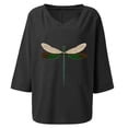 thumbnail image 2 of T-Shirt pour Femmes Col Rond en V Décontracté en Coton Chandail Hauts Libellules T-Shirt pour Dames Haut, 2 of 4