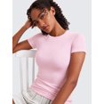 thumbnail image 4 of Camisa CRZ YOGA de modal acanalado de manga corta con peonía rosa para mujer, 4 of 5