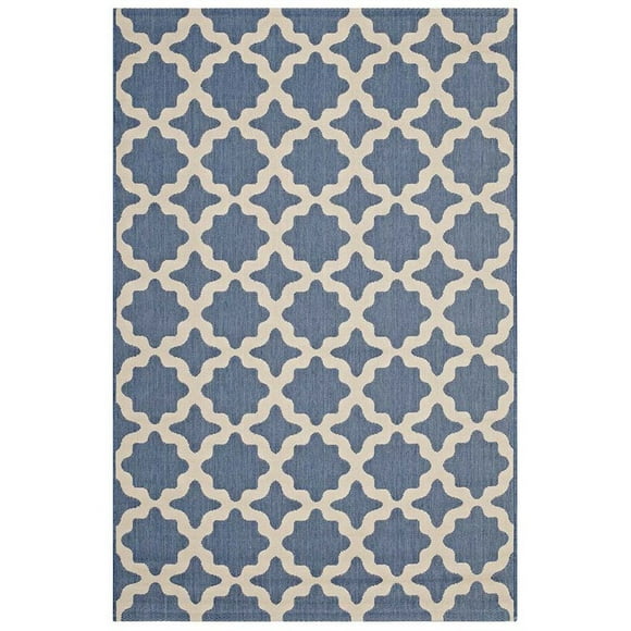 Modway Cerelia Moroccan Trellis 8 x 10 Foot Indoor Outdoor Rug, Blue/Beige