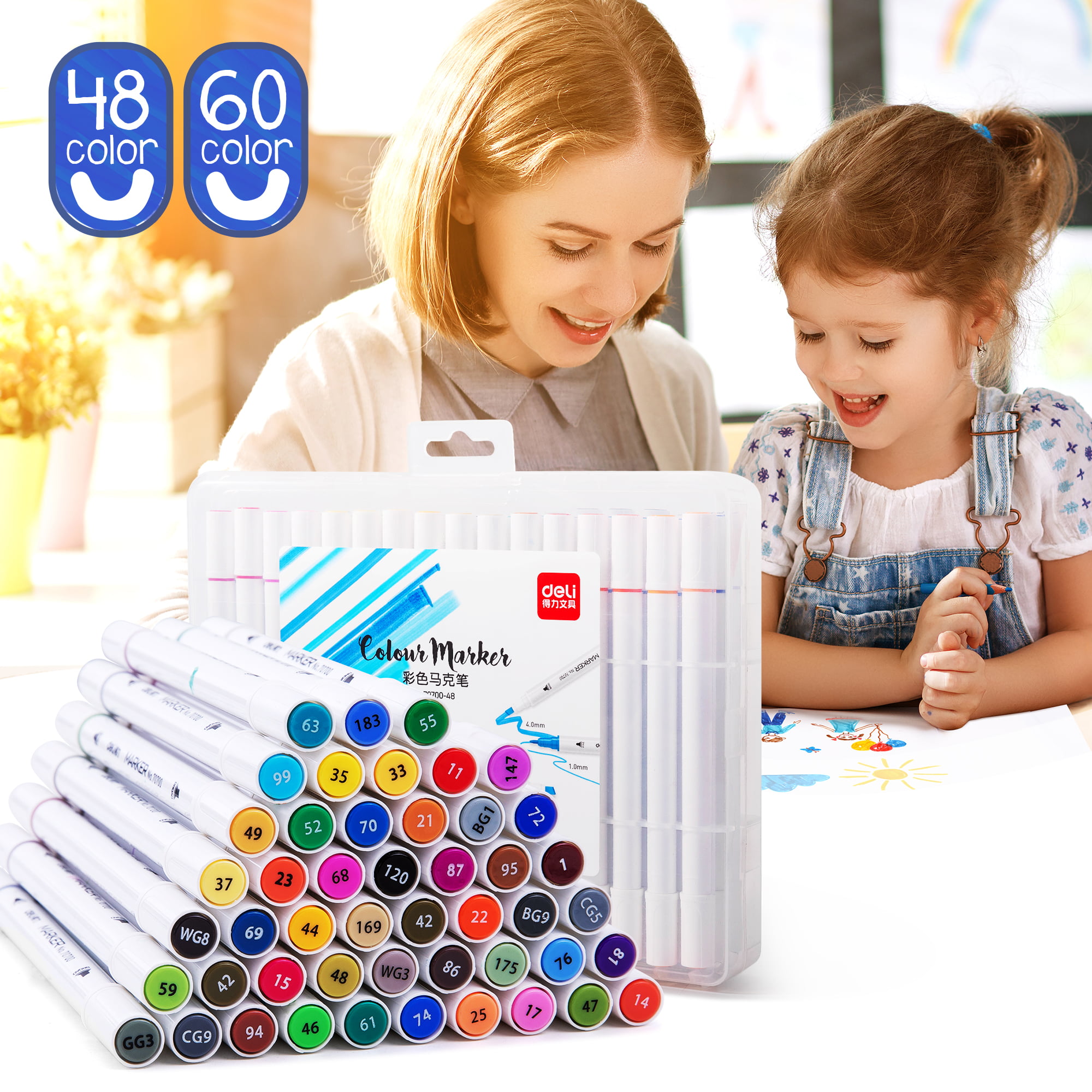 Markers 80 Colors Graphic Drawing Painting  Art Dual Tip Sketch Pens Kid Toy 