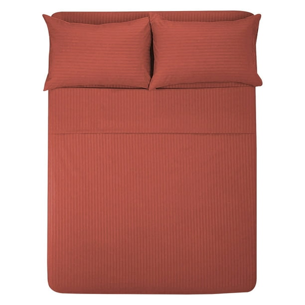 Sábana Queen Size 1800 Hilos, Microfibra Grabada Ultra Suave Mod. NARANJA