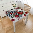 thumbnail image 2 of BANET Waterproof Tablecloths Rectangle, Washable Polyester Fabric Table Cloth, Love Heart Rose Red Black Plaid Striped Oil Proof Wipeable Table Cover for Kitchen White, 2 of 7