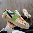 thumbnail image 6 of CORASUN Men's Fashion Athletic Sneakers, Leather and Mesh Mix Breathable Casual Shoes for Streetwear, Gym and Outdoor Activities, Green/Orange, 6 of 8