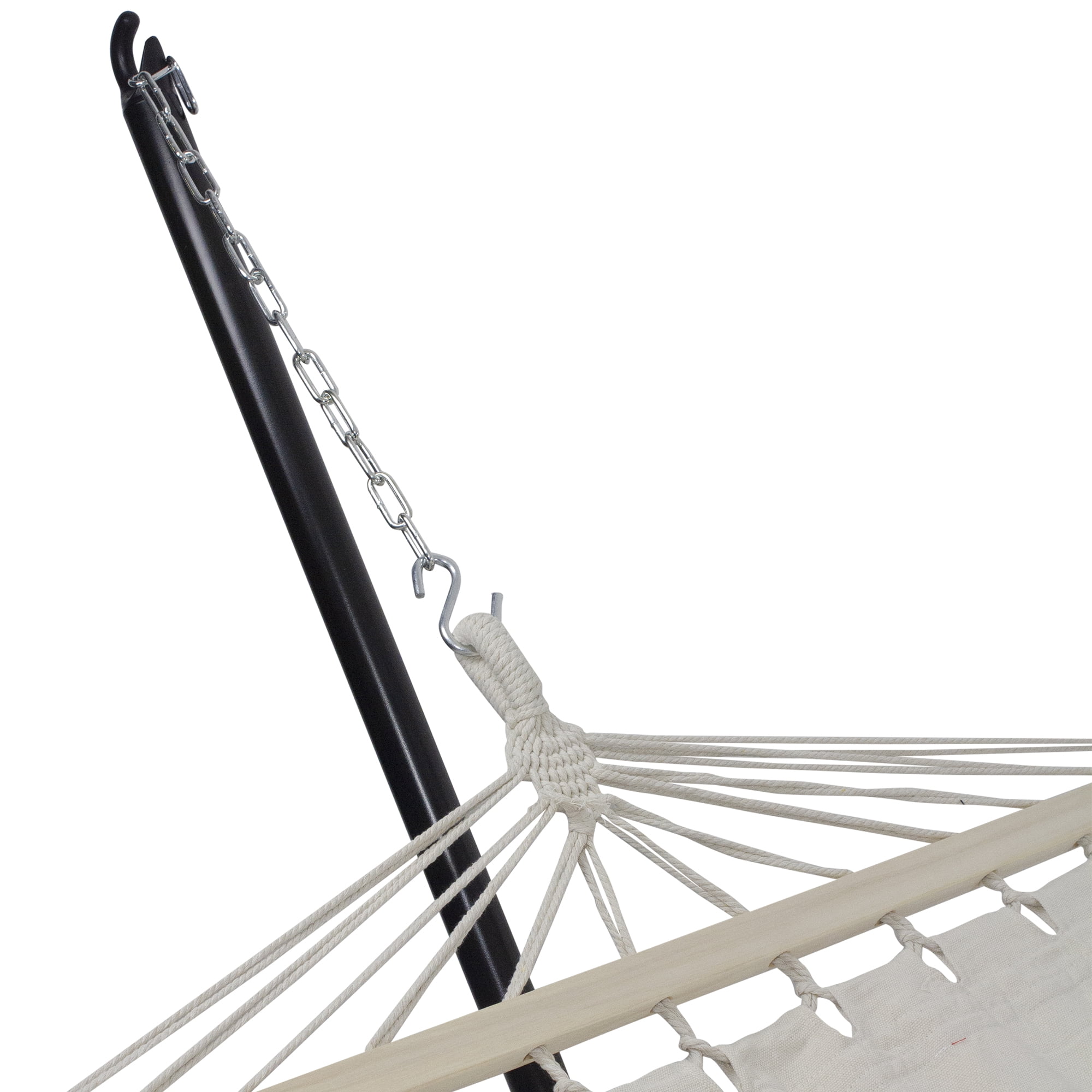 Northlight Macrame Cotton Hammock with Wooden Bars - 78" x 47" - Beige