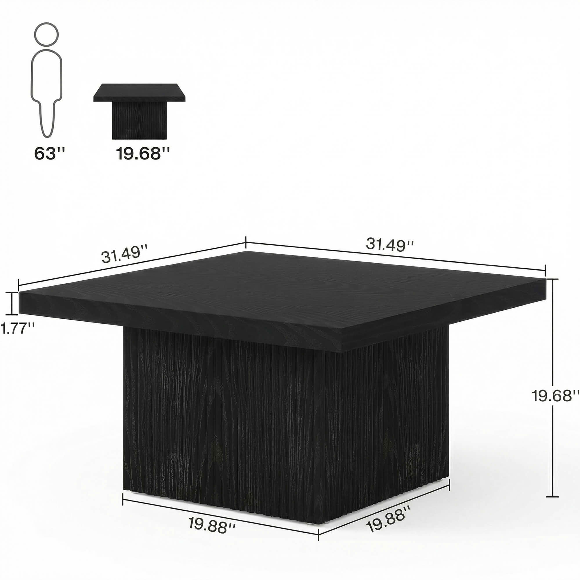 MAYEETY 31.5 Inch Square Wooden Coffee Table Living Room Center Table