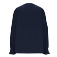 thumbnail image 5 of Jinhomg Knitted Sweatshirt for Women Casual Solid Color Fall Lounge Tops Loose Fit Comfy Long Ruffle Sleeve Crewneck Knit Pullover Navy M, 5 of 7