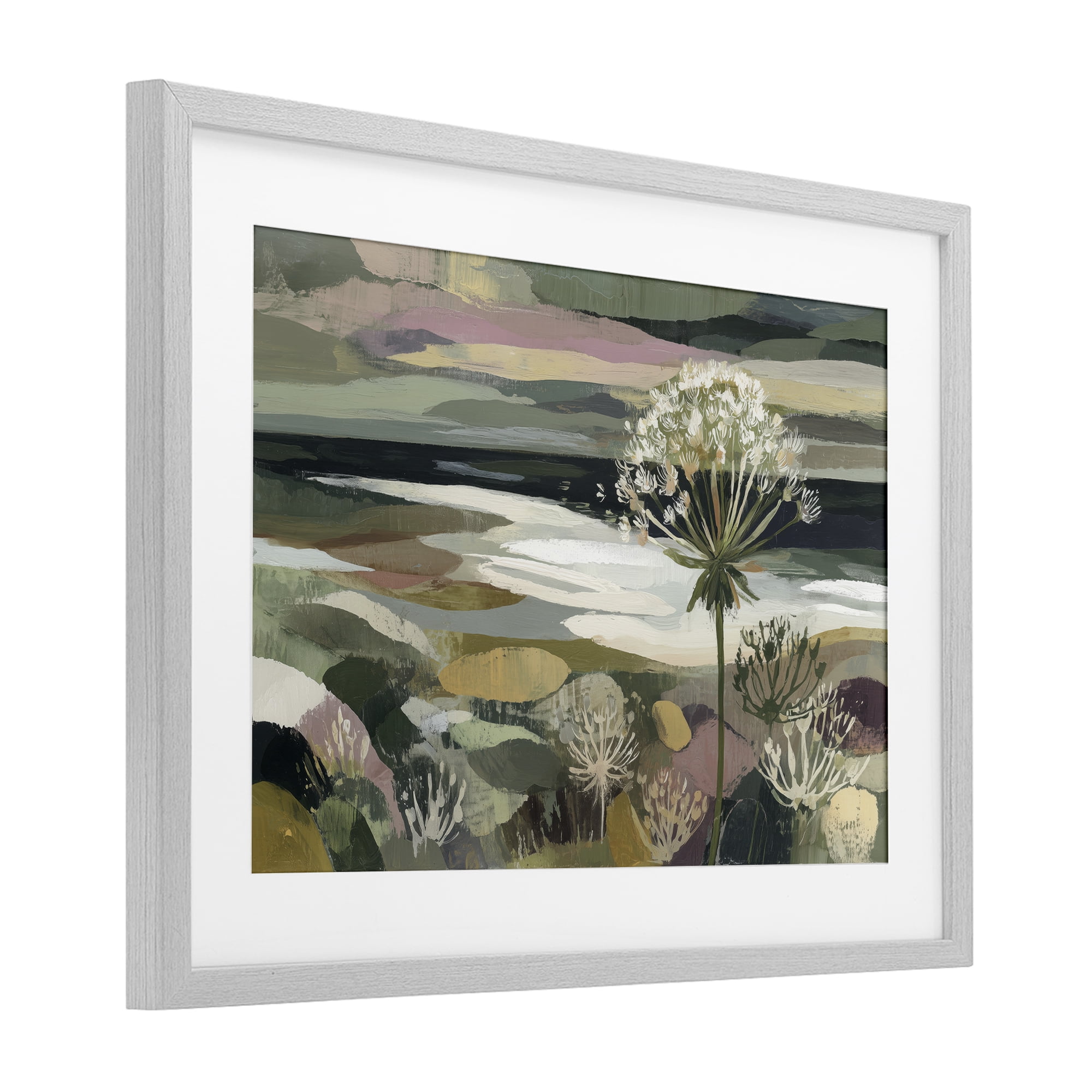 Stupell Industries Dandelion in Misty Meadow Gray Framed Print Under Glass, design by Chromatic Storm Studio