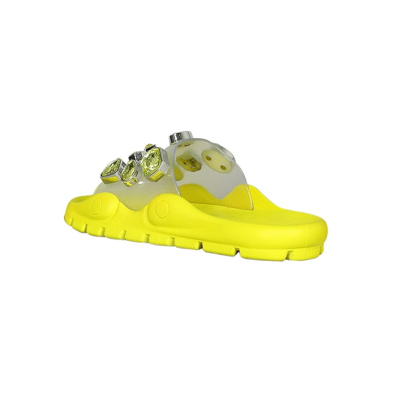 Rhinestone translucent lug embossed slide sandals sales