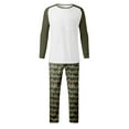 thumbnail image 5 of Soft Pajama Set Men Pullover Long Sleeve Lounge Sets Autumn Winter Raglan Sleeve Top Plaid Print Trousers Two Piece Home Suit Sleepwear 2 Piece Pants Pjs Set Army Green L, 5 of 5
