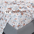 thumbnail image 3 of Viviland Floral Twin Size Sheet Set, Orange Flower Printed Bed Sheets for Girls, 3-Piece Microfiber Single Fitted Sheet with 15" Deep Pocket, 3 of 9