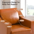 thumbnail image 3 of Swivel Accent Chair with Plump Back Pillow, PU Leather Swivel Armchair for Living Room, Comfy Vintage Barrel Chair for Adults(Leather Light Brown, Set of 2), 3 of 6