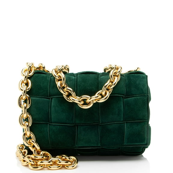 Pre-Owned Bottega Veneta Suede Cassette Chain Maxi Shoulder Bag