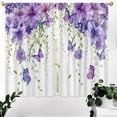 thumbnail image 3 of Purple Floral Butterfly Kitchen Curtain 27.5W X 39L Inch 2 Panel Rod Pocket Lilac Lavender Rustic Flower Small Short Cafe Tier Window Curtain Farmhouse Spring Treatment Drapes Bathroom Decor, 3 of 8