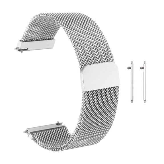 Uxcell Stainless Steel Mesh Watch Band 22mm Quick Release Metal Replacement Adjustable Watch Strap with Magnetic Buckle for Men Women, Silver Tone