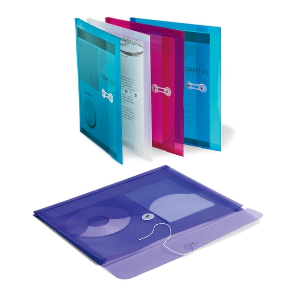 Office Depot Poly String Envelopes, Letter Size, Assorted Colors, Pack Of 5, 9101