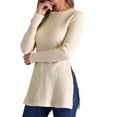 thumbnail image 4 of INSPIRE CHIC Casual Long Sleeve T Shirt for Women's Side Split Crewneck Textured Tunic Top, 4 of 6